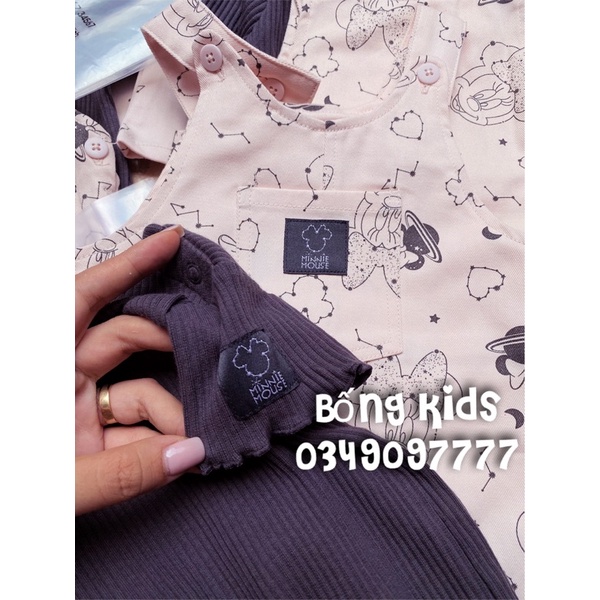 Set Yếm Váy Bé Gái Minnie Hồng Xám PR