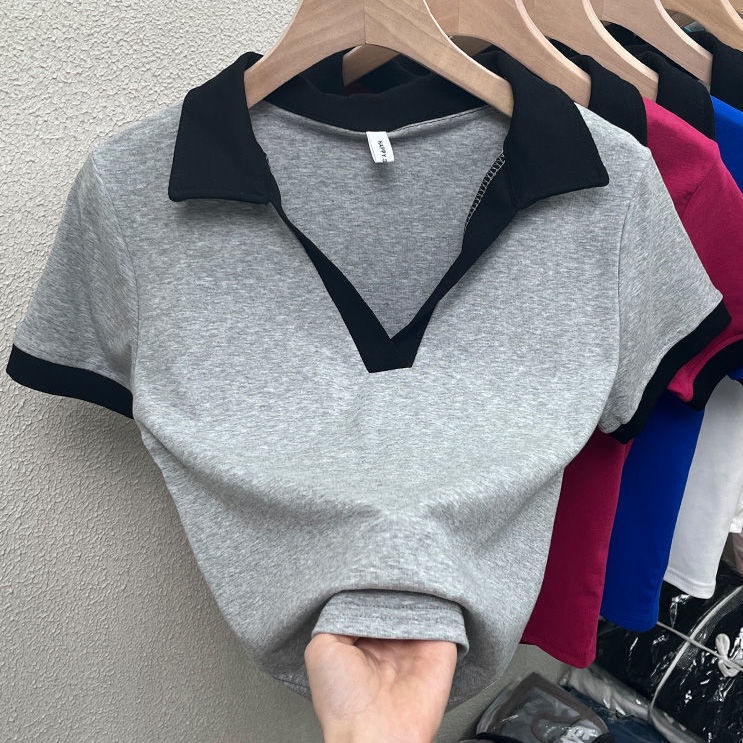 Áo thun polo ngắn Millidr tay ngắn cổ chữ V tùy chỉnh thời trang cho nữ