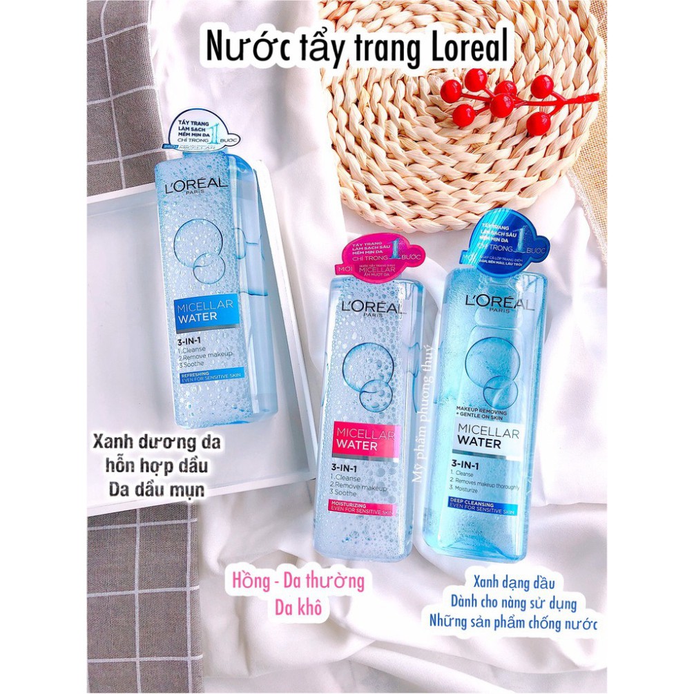 (AUTH) Nước tẩy trang L'Oreal Micellar Water 3-in-1 400ML Chính hãng