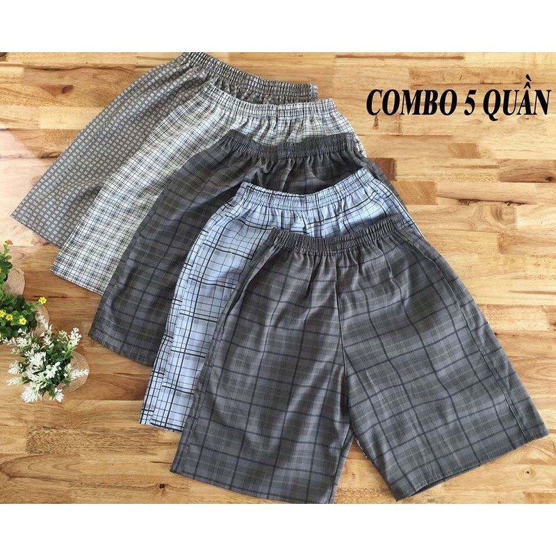 Quần đùi nam mặc nhà, Combo 5 chiếc, Thiết kế trẻ trung năng động, Nhiều kích cỡ, Chất liệu cotton pha thoáng mát