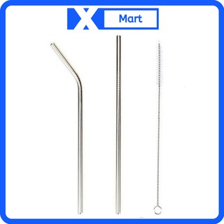Ống hút inox bộ 3 món - Ống hút kim loại bảo vệ môi trường
