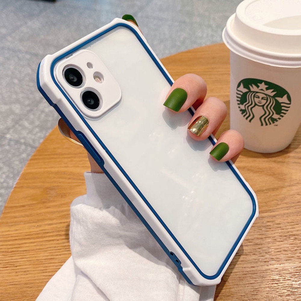 Ốp điện thoại trong suốt viền hai màu thích hợp cho IPhone 12 11 Pro Max X Xs Max Xr 7 8 Plus