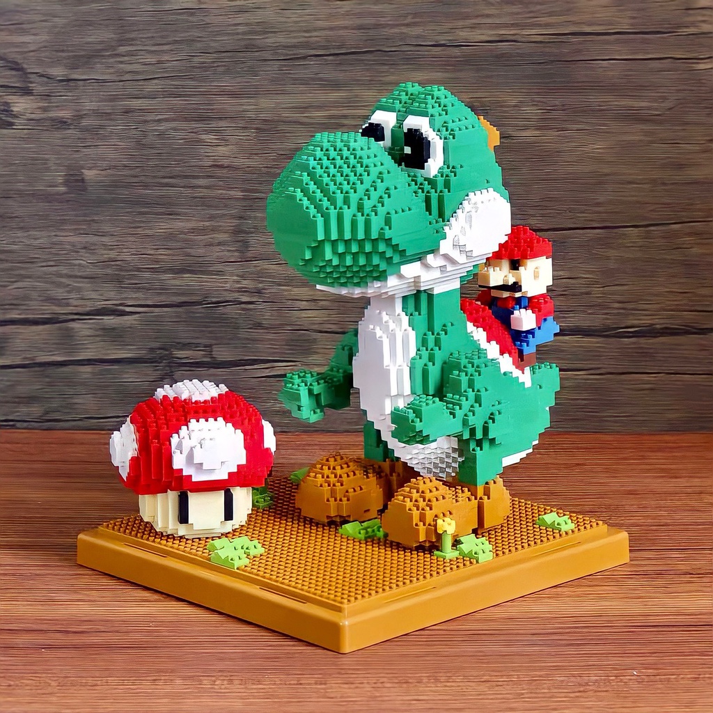 Mô Hình Lego Mario & Khủng Long Yoshi Lắp Ráp 3D Đồ Chơi Sáng Tạo, Dễ Thương