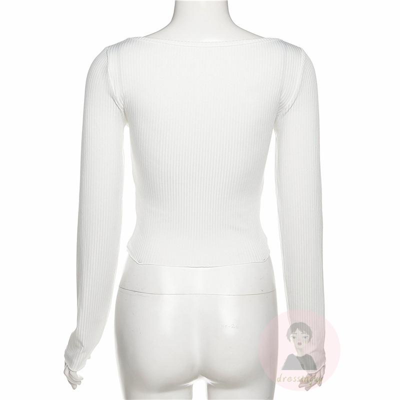 Áo Thun Tay Dài Cổ Yếm Màu Sắc Thời Trang Cho Nữ