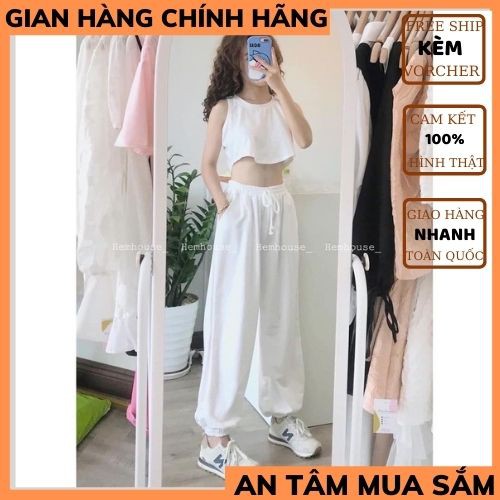 Sét bộ thể thao unisex áo croptop nữ kèm quần jogger chất thun co dãn ,ulzzang phong cách hàn quốc XƯỞNG MAY TIT COJ 2