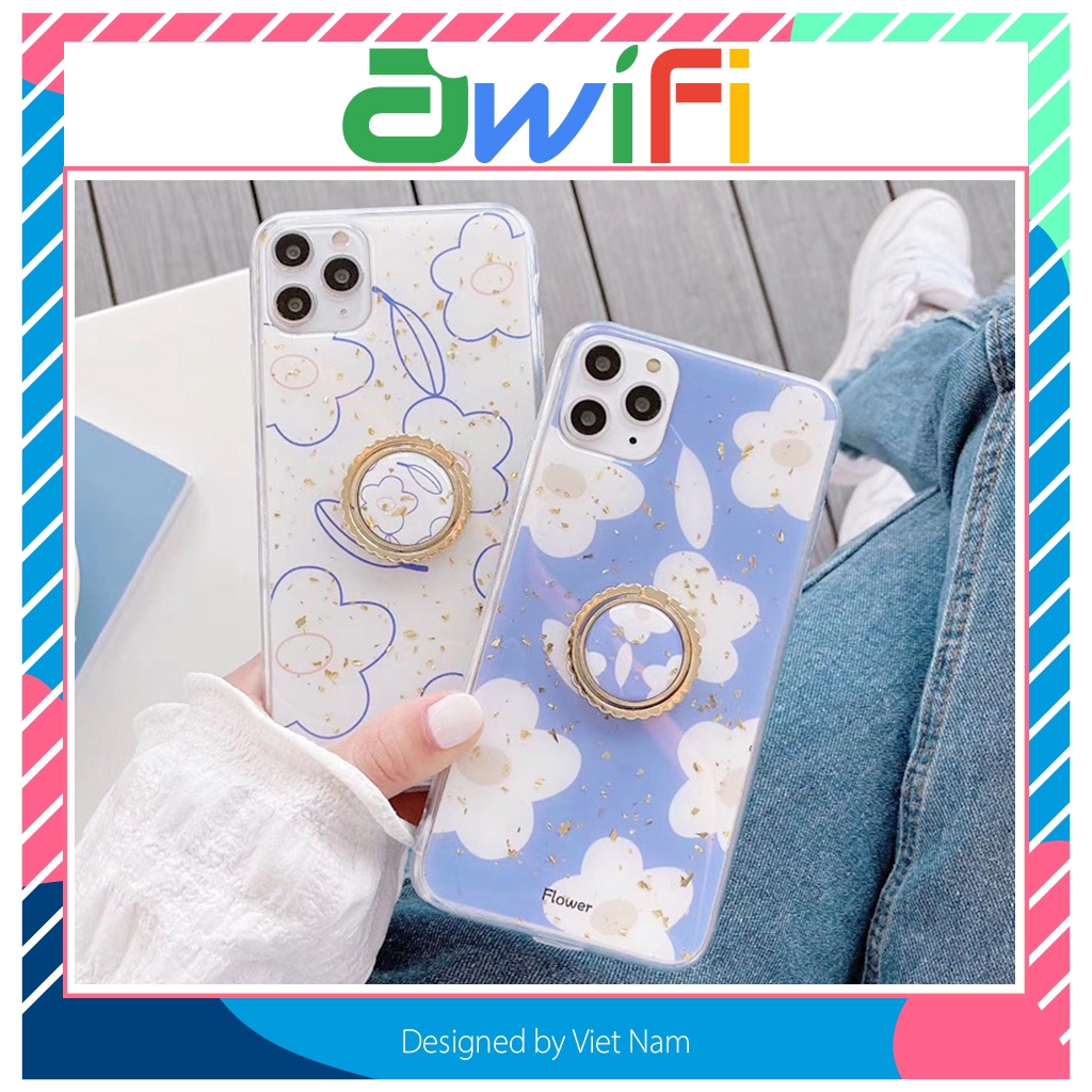 Ốp iphone - Ốp lưng Hoa trắng kèm ring 6/6s/6plus/6splus/7/8/7plus/8plus/x/xs/xsmax/11/11pro max-Sale Sốc U1-4