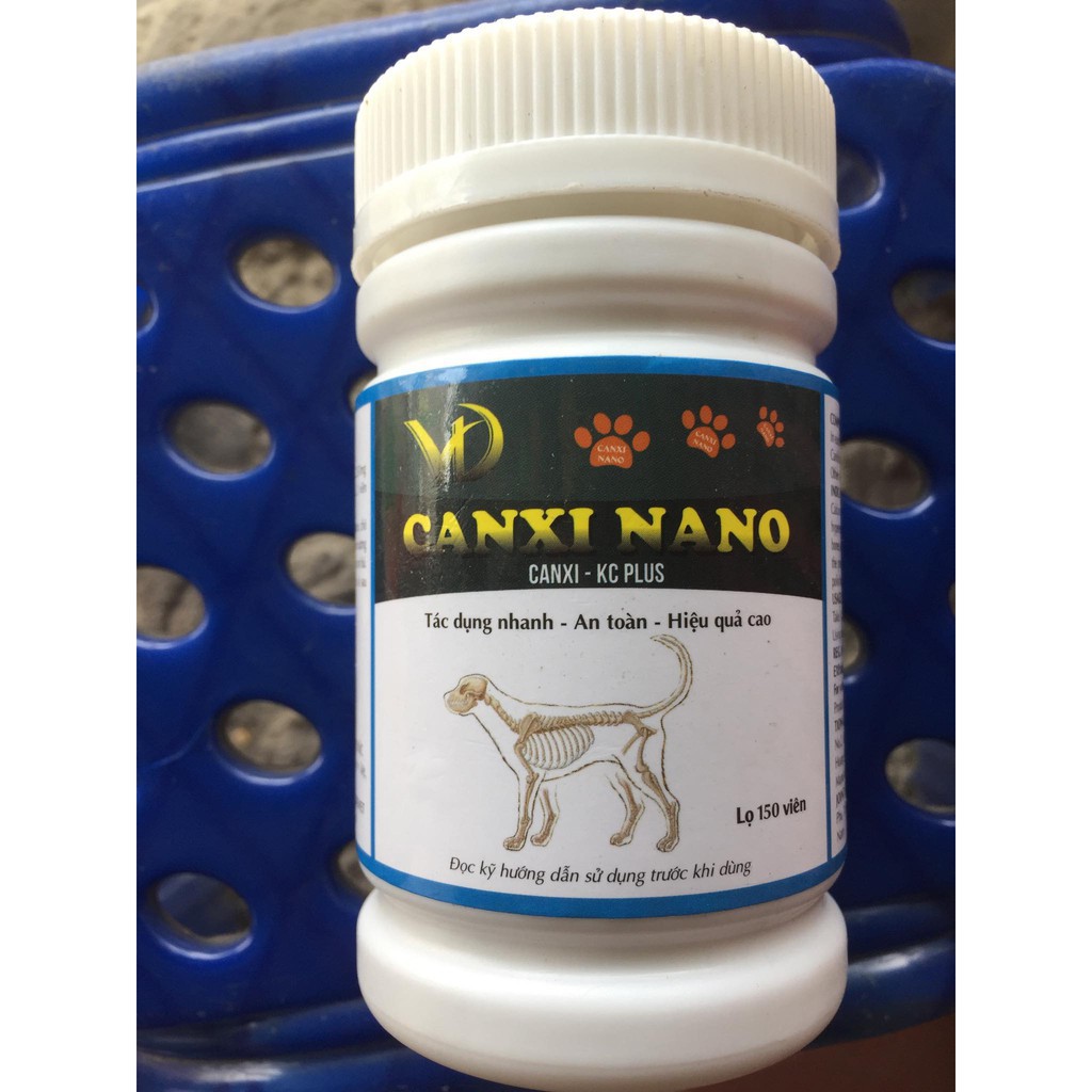 Canxi nano chó mèo cho chó bầu phục hồi bị hạ bàn tai cụp (150viên/lọ)