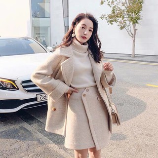 (TẠM HẾT HÀNG)🍃Set Dạ Xương Cá Dày Dặn 🍃 Áo Khoác Dạ + Chân Váy Dạ🍃