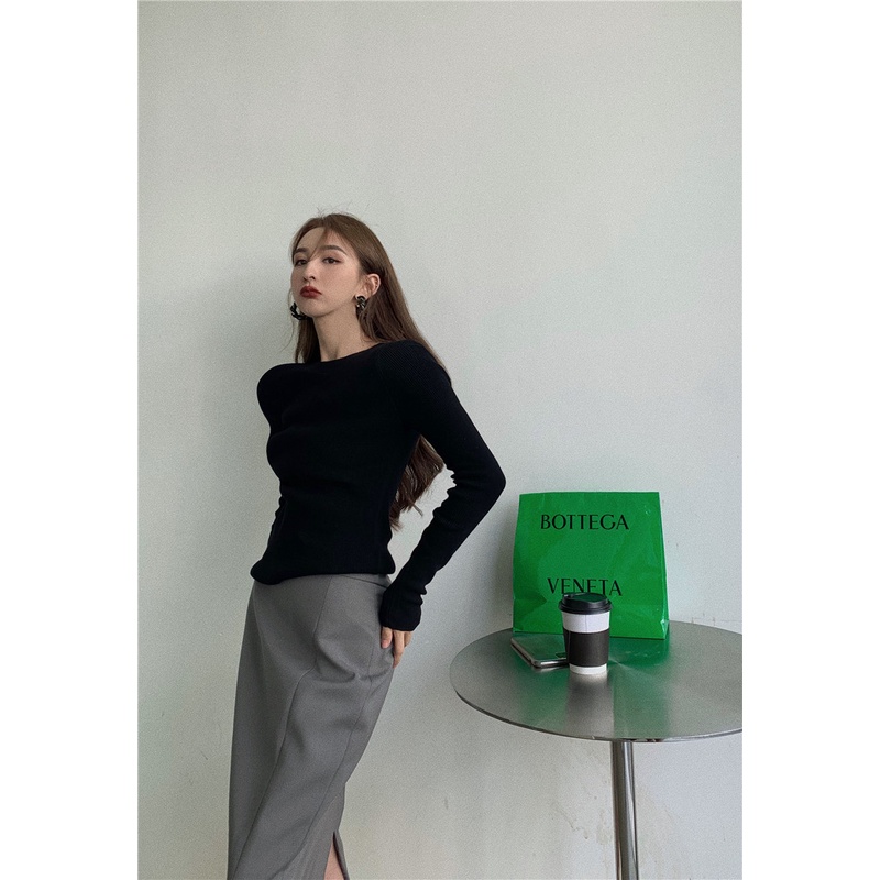 [Bảo trên tikok]Áo Dệt Kim Mỏng Co Giãn Phong Cách Hàn Quốc