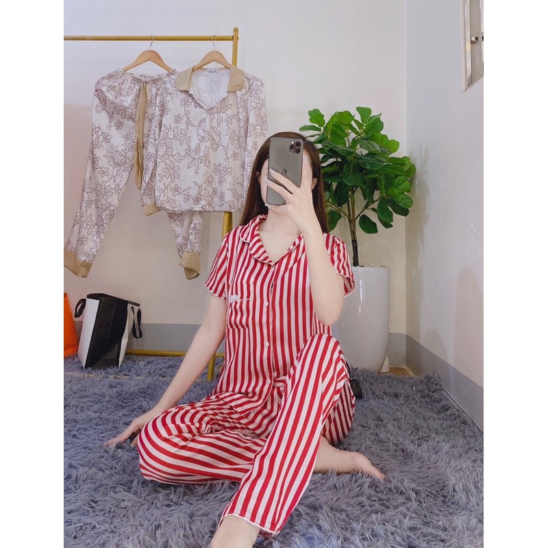 [Freeship đơn từ 0đ] BỘ LỤA KẺ SATIN ÁO CỘC QUẦN DÀI | WebRaoVat - webraovat.net.vn