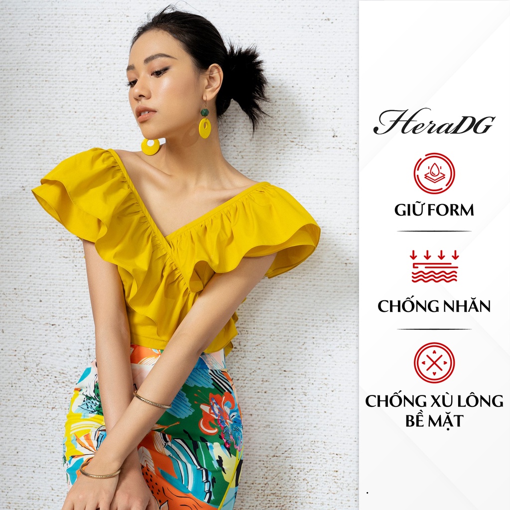 Áo Croptop Nữ HeraDG Thiết Kế Cổ Bèo Cách Điệu, Chất Liệu Vải Thô Poplin Cao Cấp, Thoáng Mát SAKBB2068 | BigBuy360 - bigbuy360.vn