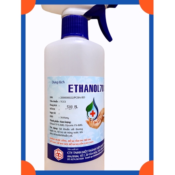 ETHANOL 70 (CỒN Y TẾ) OPC SÁT KHUẨN CHAI CÓ VÒI XỊT 500ml