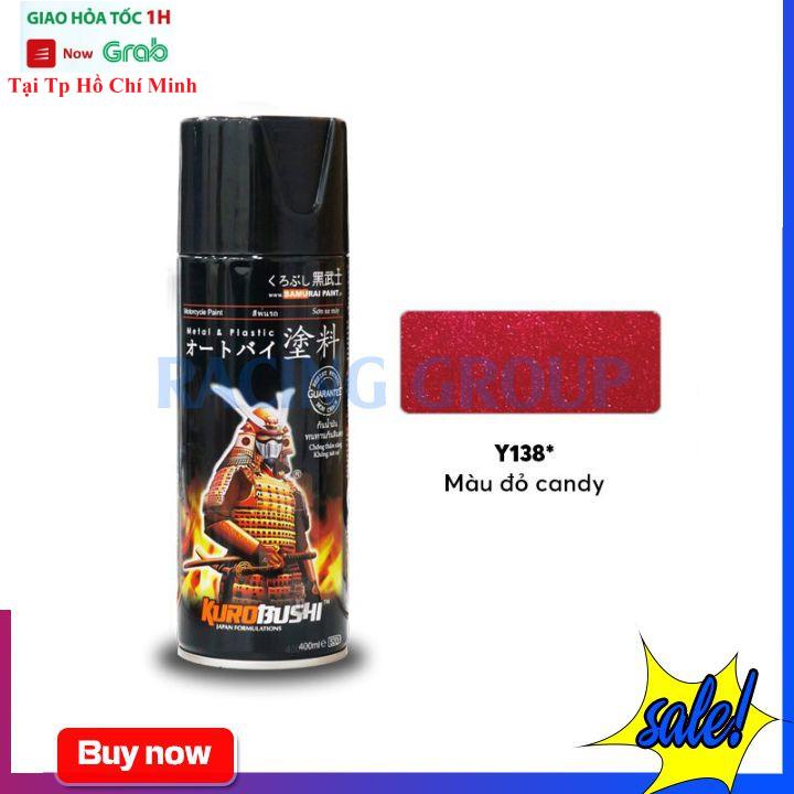 Sơn Xịt Xe Máy Chính Hãng Samurai Y138 Đỏ Candy - Lên Màu Chuẩn Bền Màu