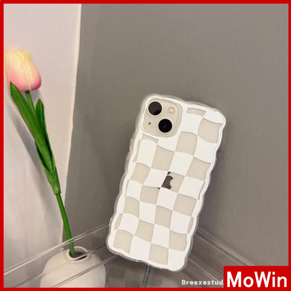 Ốp điện thoại silicon mềm viền gợn sóng họa tiết ô vuông trắng thích hợp cho iPhone 13 Pro Max 12 Pro Max 11 7Plus