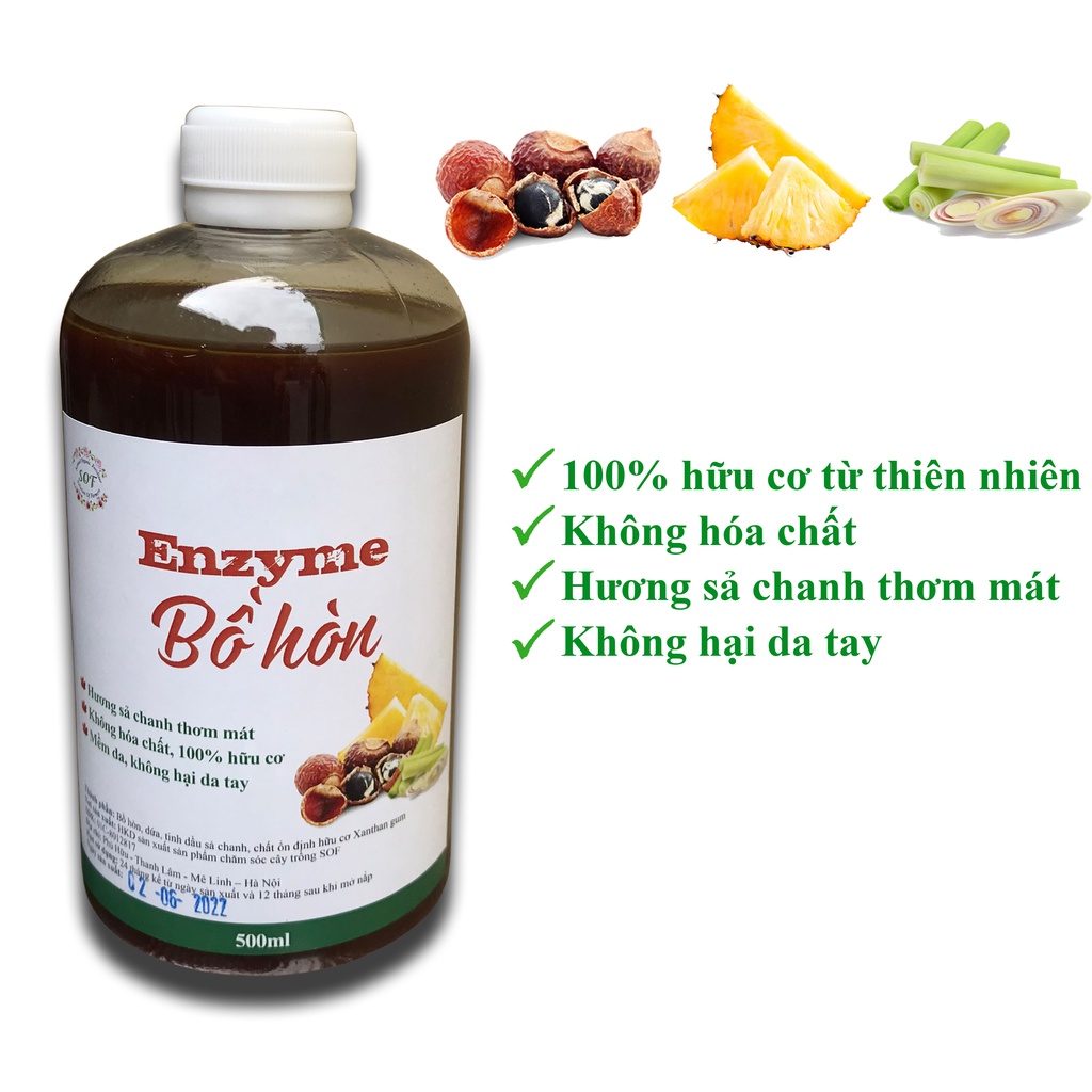 Enzyme bồ hòn SOF 500ml - Nước rửa tay hữu cơ