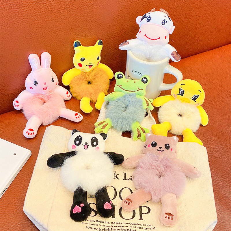 Dây buộc tóc co giãn phối lông hình thỏ dễ thương cho nữ