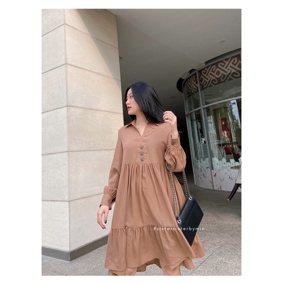 SISTERSISTER - Đầm Babydoll nâu