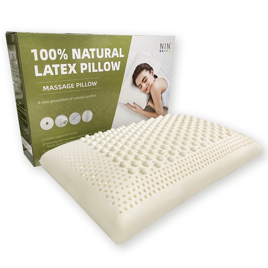 Gối Massage 100% Cao su thiên nhiên NIN House có các hạt Massage kích thước 63x40x15cm