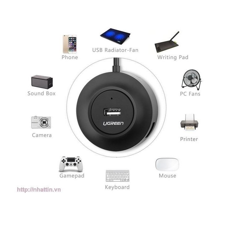 Bộ chia usb 2.0, Hub USB 1 ra 4 Ugreen 20277 cao cấp dài 1m Hàng nhập khẩu chính hãng Full VAT