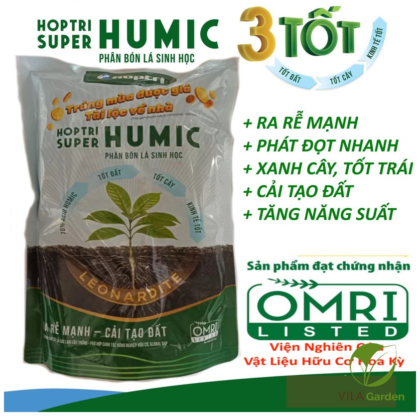 Phân Bón Lá SUPER ACID HUMIC Hợp Trí (1kg), Phân hữu cơ sinh học giúp ra rễ, cải tạo đất