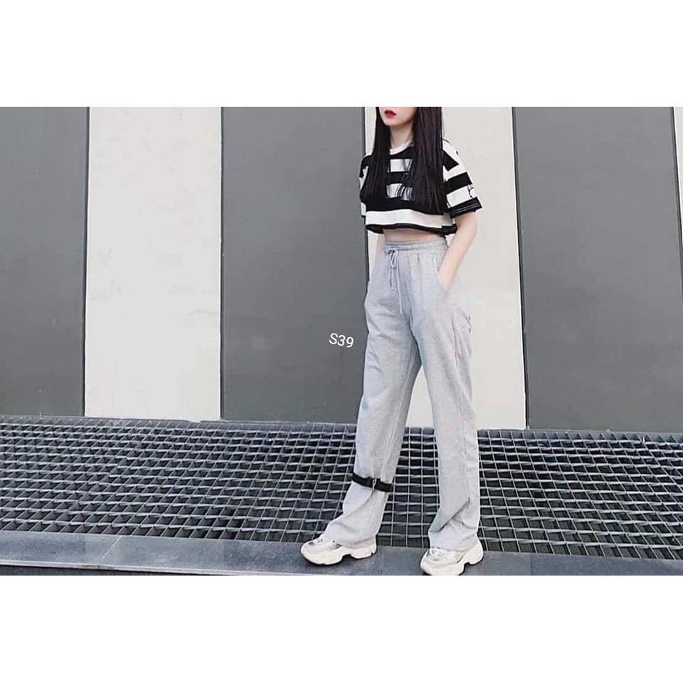Set áo crop sọc + quần suông ( 3sp bất kì giá sỉ )