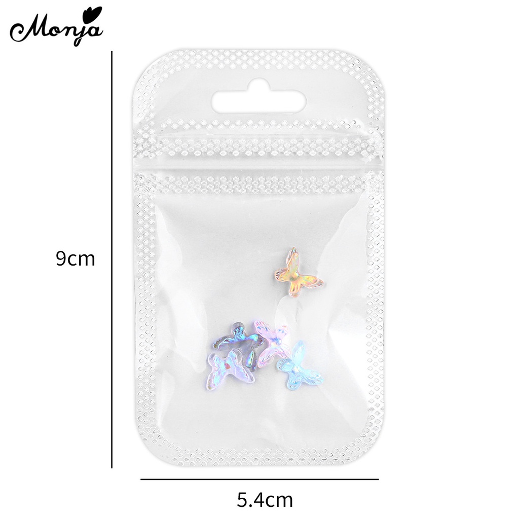 Set 5 phụ kiện dán trang trí móng tay nghệ thuật MONJA kiểu dáng bươm bướm 3D nhiều màu sắc thời trang