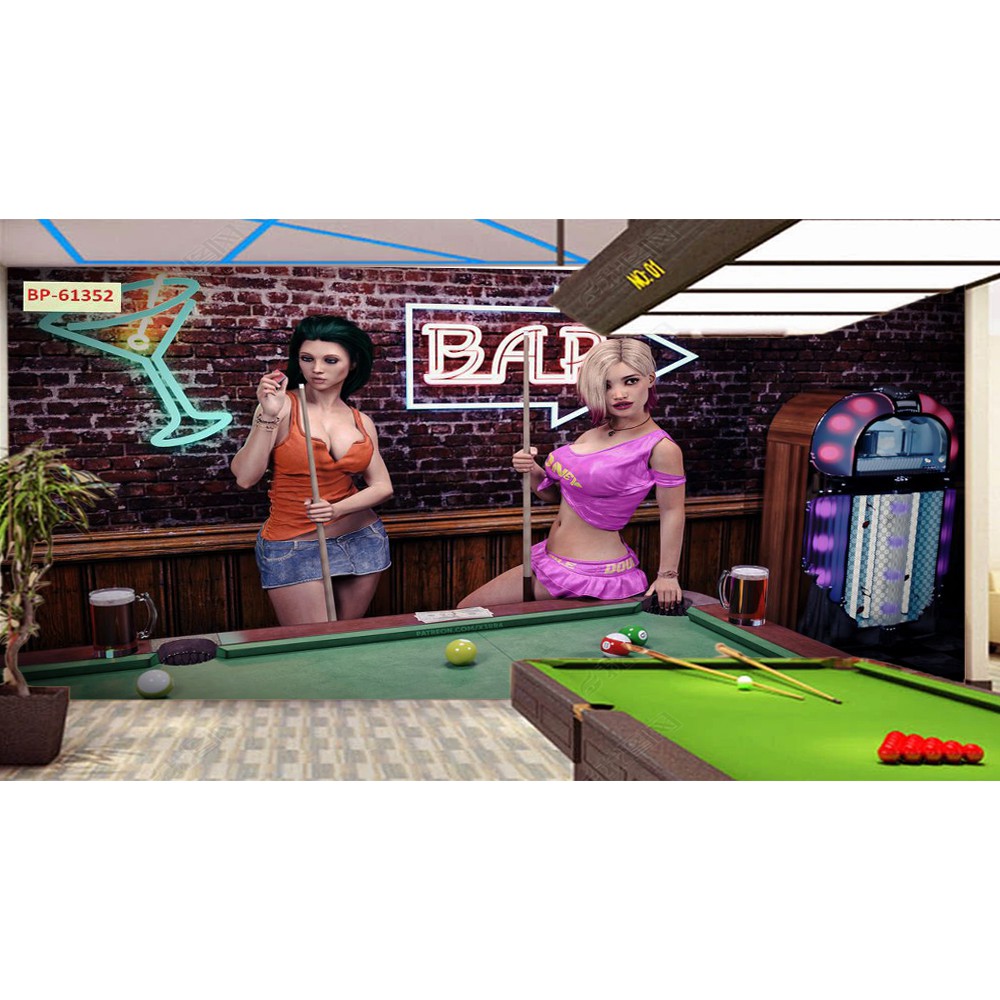 Tranh lụa 3d trang trí quán Bi-a Kích Thước 1,5m x 2m Bi-a 6