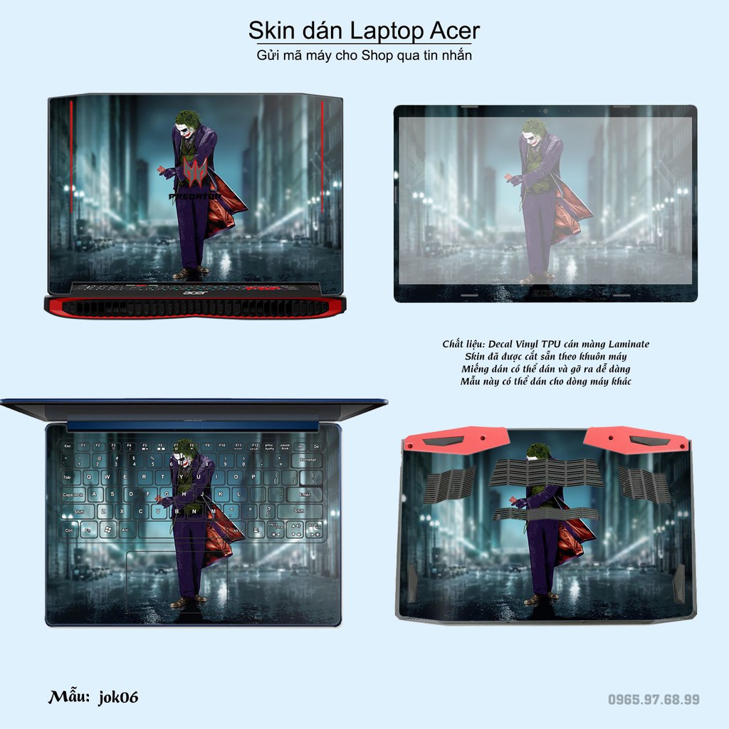 Skin dán Laptop Acer in hình Joker (inbox mã máy cho Shop)