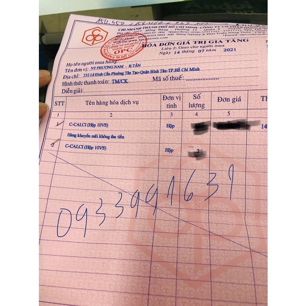 Viên sủi bổ sung vitamin C-Calci tuýp 10viên