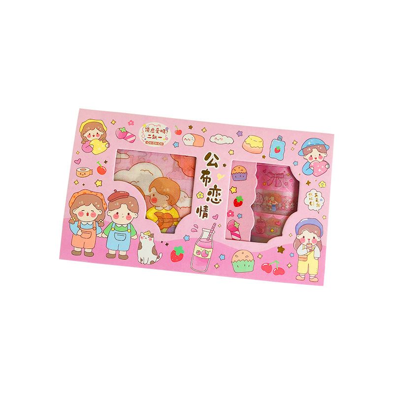 Hộp 9 sticker và 5 washi tape