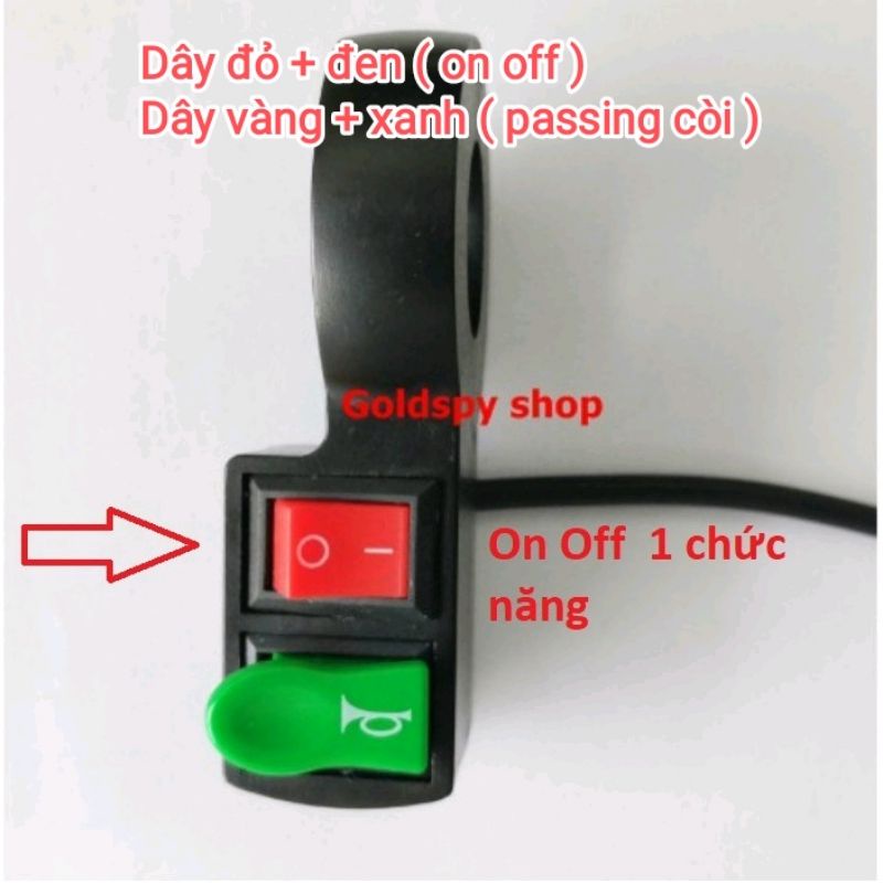 Cùm công tắc 2 nút gắn tay lái On/Off + Passing hoặc còi (mẫu một)