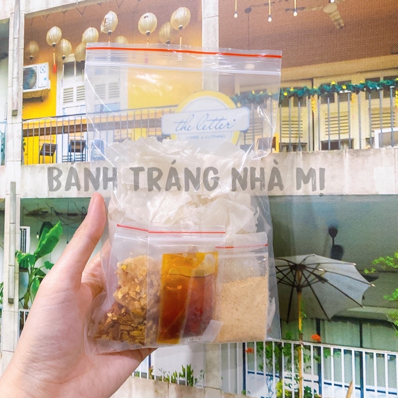 Bánh tráng phơi sương muối nhuyễn nhà làm + topping