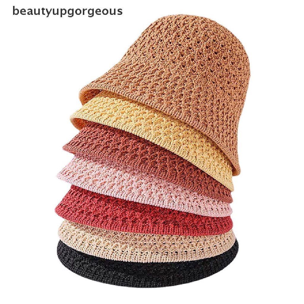 [Beautyupgorgeous] Mũ Bucket Đan Móc Thủ Công Có Thể Gập Lại Được Mùa Hè Tốt