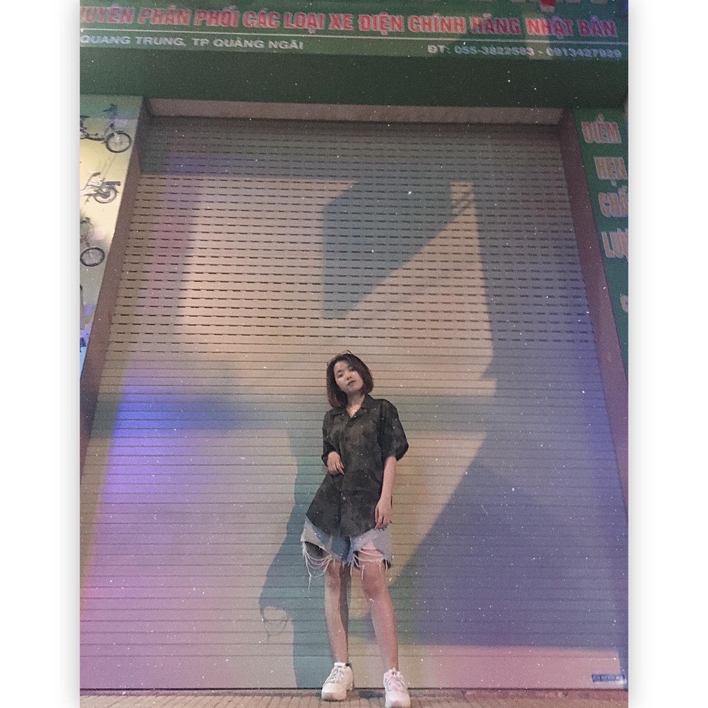 Áo Sơ Mi Cộc Tay Họa Tiết Loang Unisex/Áo Sơ Mi Tay Lỡ Có Cổ Trẻ Trung Năng Động | BigBuy360 - bigbuy360.vn