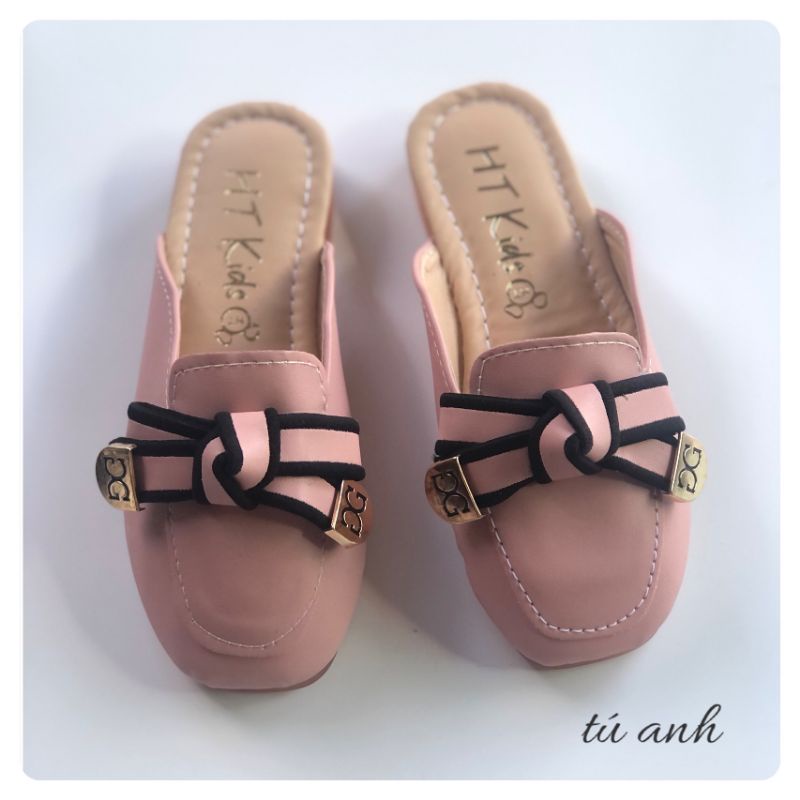 Giày sục nơ xinh da PU mềm đế chống trơn cho bé gái