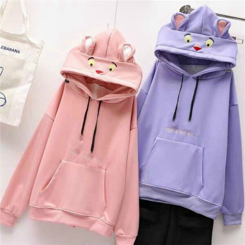 Áo khoác nữ, Áo hoodie nữ có nón tai mèo from rộng thun nỉ ngoại cao cấp