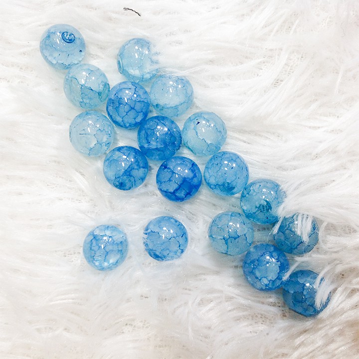 Hạt đá phong thủy có hoa văn làm vòng đeo tay cá tính size 1cm