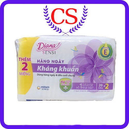 Mua 1 tặng 1 - Băng vệ sinh Diana Sensi hàng ngày kháng khuẩn (20 miếng+2) tặng thêm 1 gói 8 miếng cùng loại