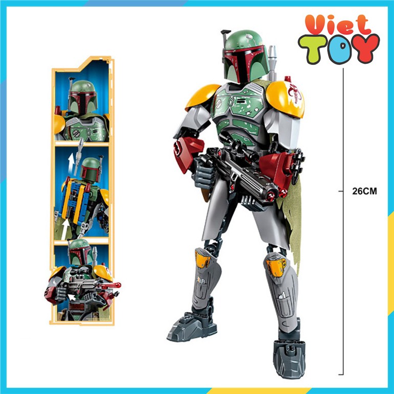 Lắp ráp mô hình nhân vật Boba Fett trong phim Star War cao 26 cm Cực đẹp - 9001