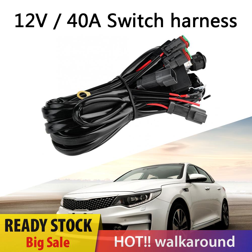 walkaround 18AWG LED Light Bar Wiring Harness Kit 2 Leads On/Off Switch 40A Relay Fuse