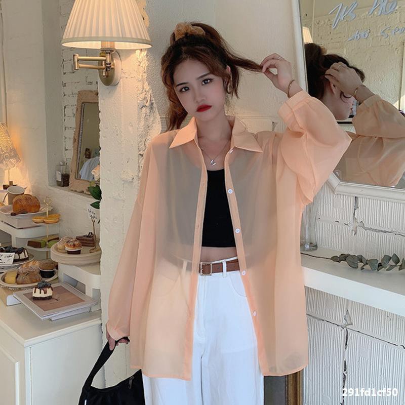 Áo sơ mi nữ form rộng oversize tay dài vải voan nhiều màu phù hợp &lt;=80kg CRA055