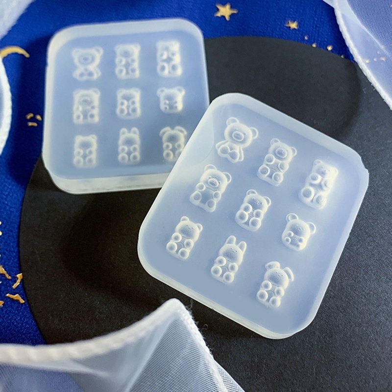 Khuôn Silicone Làm Móc Khóa Hình Gấu Lấp Lánh
