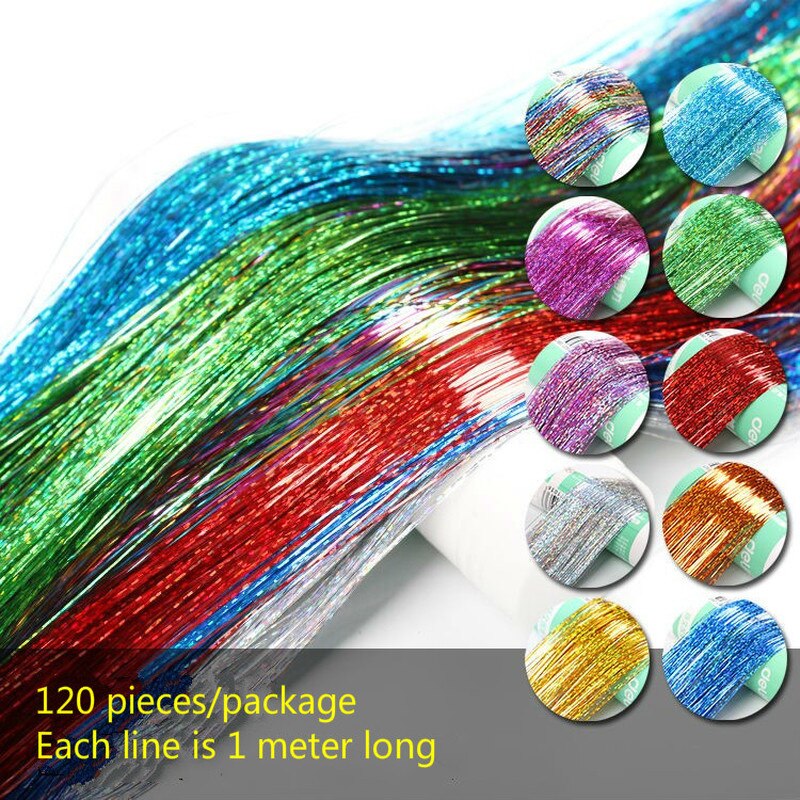 Dây tóc tết dài 100cm-120cm bằng lụa bóng màu cầu vồng phong cách hippie dành cho nữ