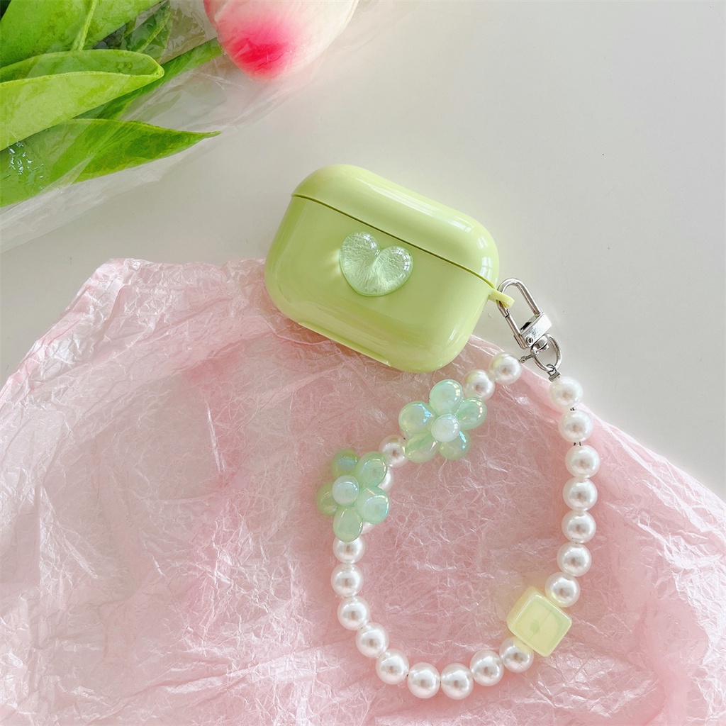 Vỏ Bảo Vệ Hộp Sạc Tai Nghe AirPods Pro AirPods 1 2 3 Màu Hồng Gắn Hoa Và Ngọc Trai Giả Dễ Thương