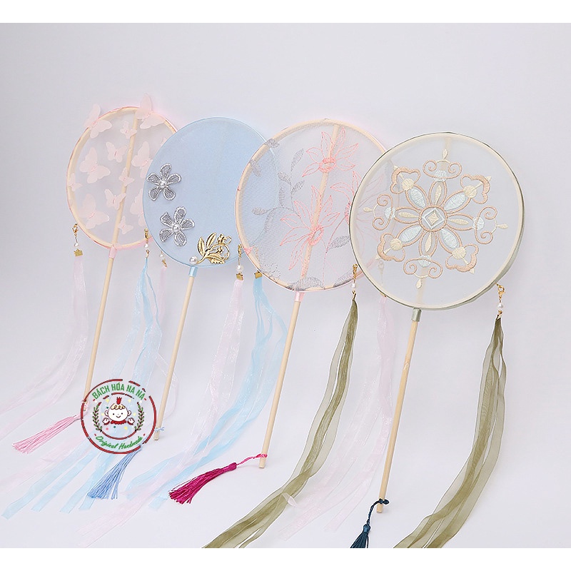 Thêu tay DIY Handmade kit nguyên liệu thêu quạt Cưới quạt thêu tay, phụ kiện chụp ảnh, trang trí - Bách hóa na na