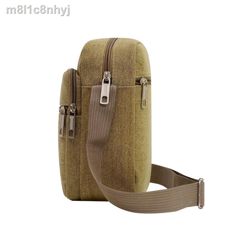 túi đeo vai vải mới của nam giới vuông nhỏ nhiều dây kéo giản dị cổ điển kinh doanh ba lô chéo đựng tiền xu | BigBuy360 - bigbuy360.vn