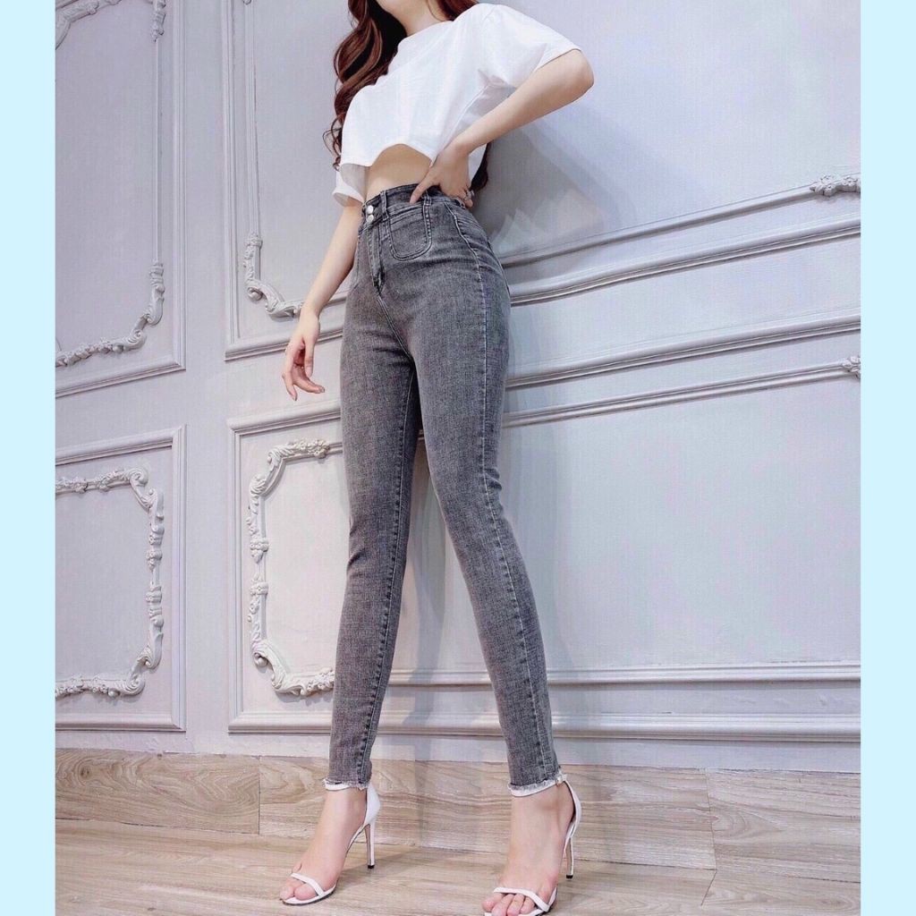 Quần Jean Nữ - Quần Bò Nữ Dáng Ôm Lưng Cao Dáng Skinny Chất Jeans Xịn Xò Cao Giản Mạnh