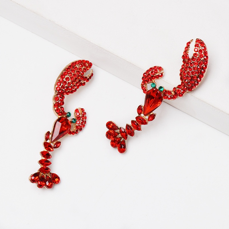 Khuyên tai Pinkdudu OG009 kiểu tôm hùm đính đá pha lê nhiều màu sắc phong cách bohemia