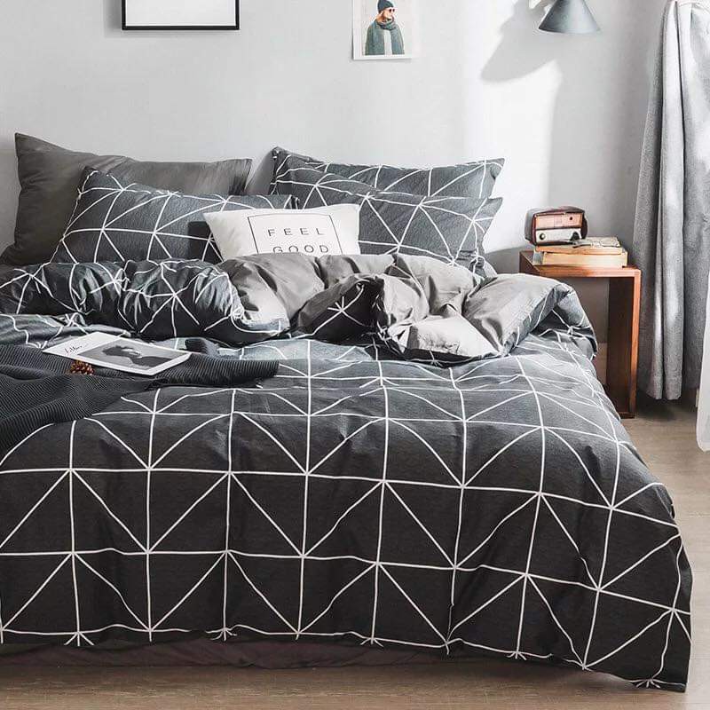 Bộ Chăn Ga Gối Cotton Poly Nhập Khẩu- Kẻ Ô Vuông