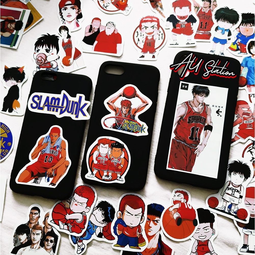 50 hình dán decal Sticker "Cao thủ bóng rổ" SLAMDUNK Nhựa PVC, không thấm nước, dán nón BH, xe, laptop, phone,Vali,..